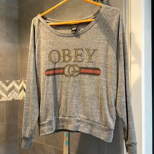 Obey gray long sleeve shirt. Size Medium
